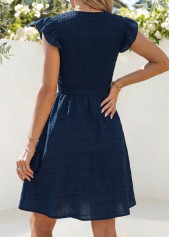 Navy Short Patchwork V Neck Dress | thumb picture 