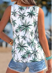 Green Tropical Plants Print Tie Sleeveless Tank Top | thumb picture 
