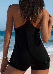 Black Mid Waisted Tummy Coverage Tribal Print Tankini Set | thumb picture 