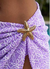 Purple Mid Waisted Three-piece Floral Print Bikini Set | thumb picture 