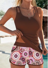 Dark Coffee Mid Waisted Tummy Coverage Tankini Set | thumb picture 