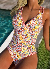 Pink Circular Ring Floral Print One Piece Swimwear | thumb picture 