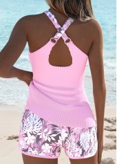 Tummy Coverage Mid Waisted Floral Print Tankini Set | thumb picture 
