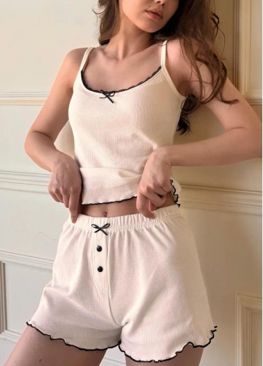 women clothes image of Beige Strappy Lounge Top and Shorts