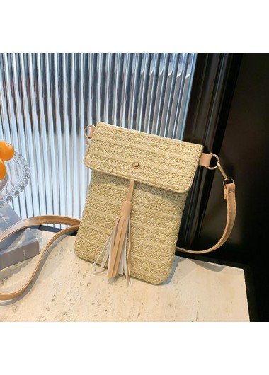women clothes image of Light Camel Magnetic Tassel Crossbody Bag