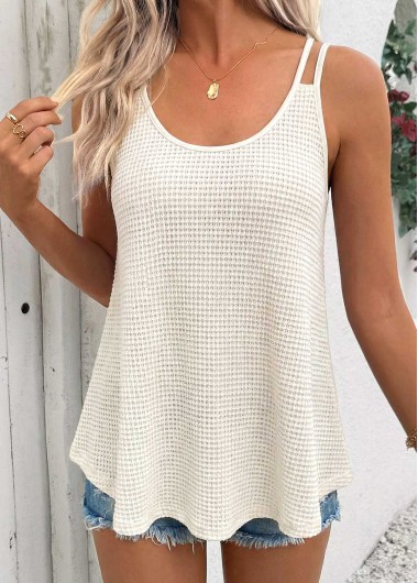 women clothes image of Beige Tummy Coverage Strappy Scoop Neck Camisole Top