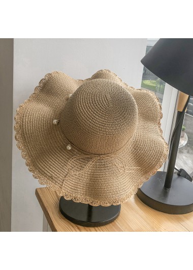 women clothes image of Light Camel Pearl Visor Straw Hat