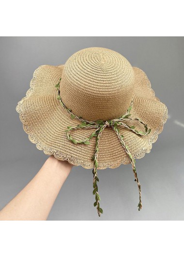 women clothes image of Light Camel Bowknot Visor Straw Hat