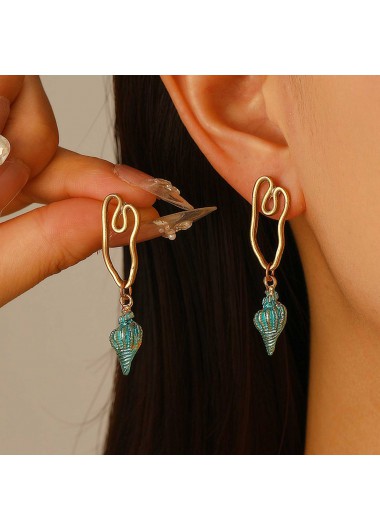 women clothes image of Mint Green Conch Design Alloy Earrings