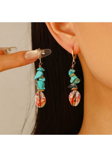 women clothes image of Mint Green Shell Alloy Detail Earrings