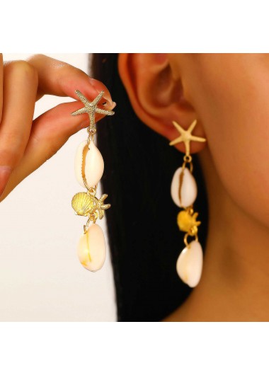 women clothes image of Golden Color Shell Alloy Detail Earrings
