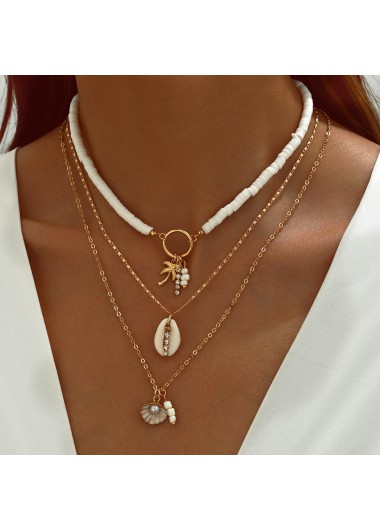women clothes image of Golden Shell Tree Alloy Necklace Set