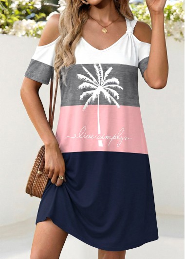 women clothes image of Multi Color Striped Short V Neck Dress