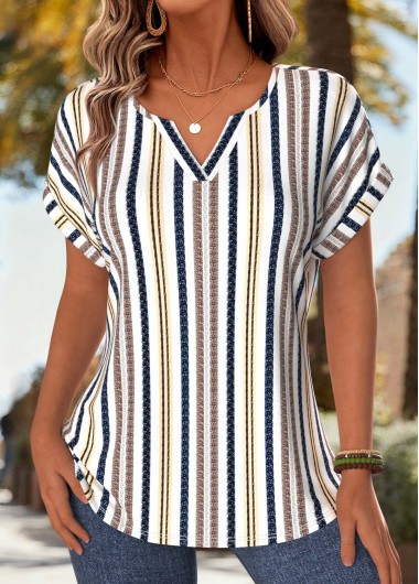 women clothes image of Multi Color Polka Dot Tummy Coverage T Shirt