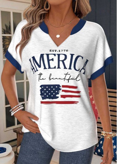 women clothes image of American Flag Raw White Tummy Coverage T Shirt