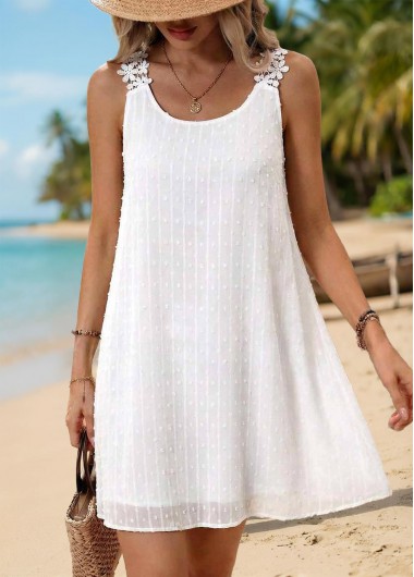 women clothes image of White Short Layered Strappy Scoop Neck Dress
