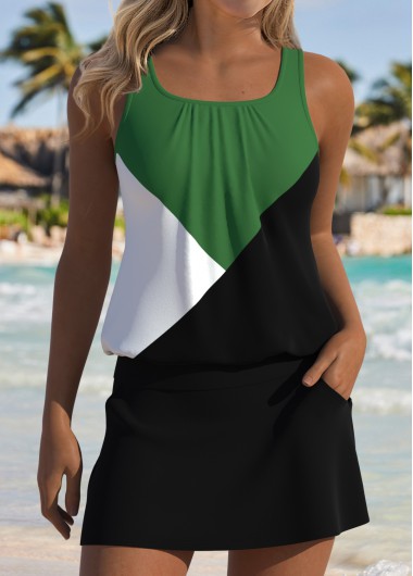 women clothes image of Black Mid Waisted Two-piece Tankini Set