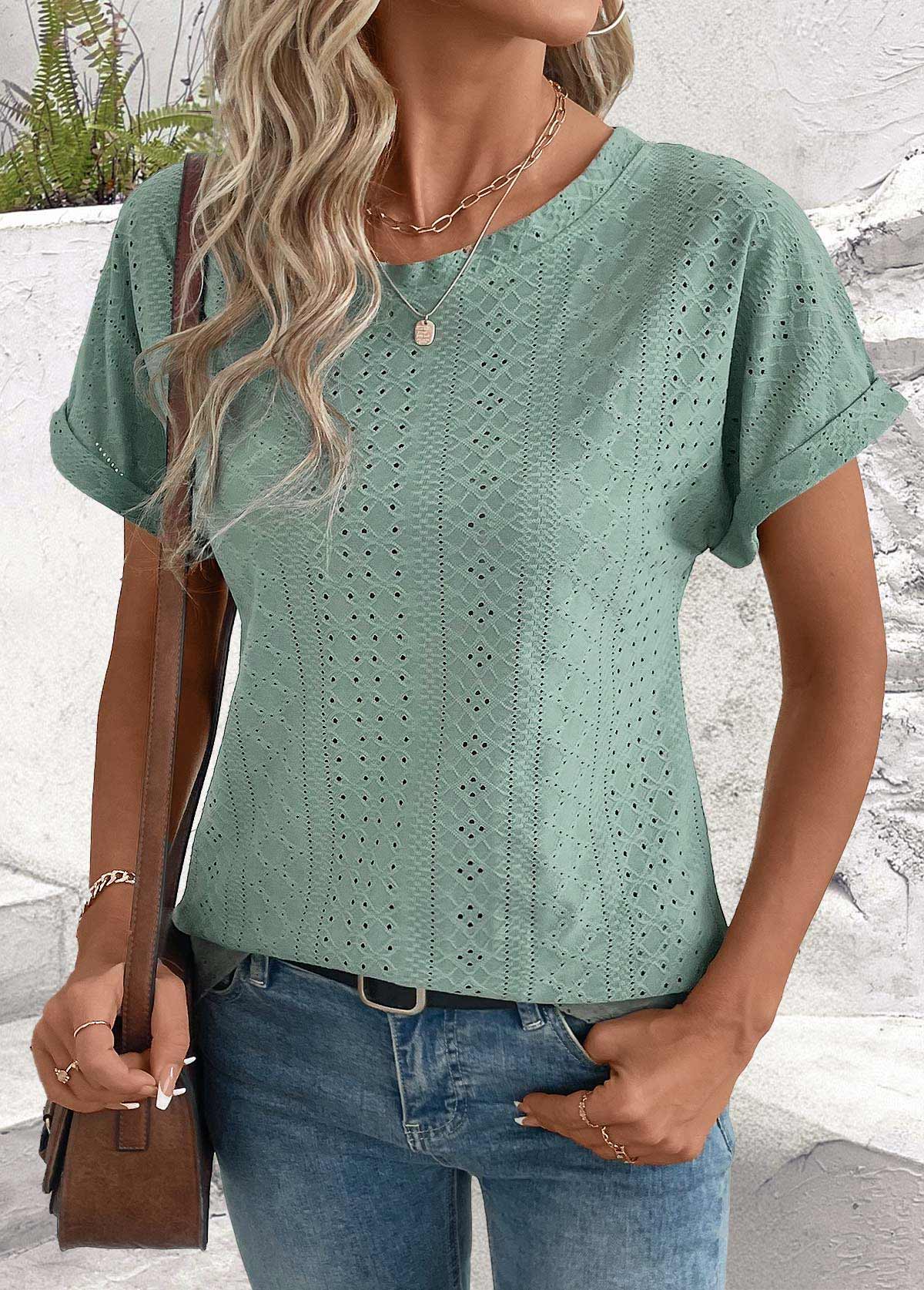 Sage Green Tummy Coverage Short Sleeve T Shirt | picture 