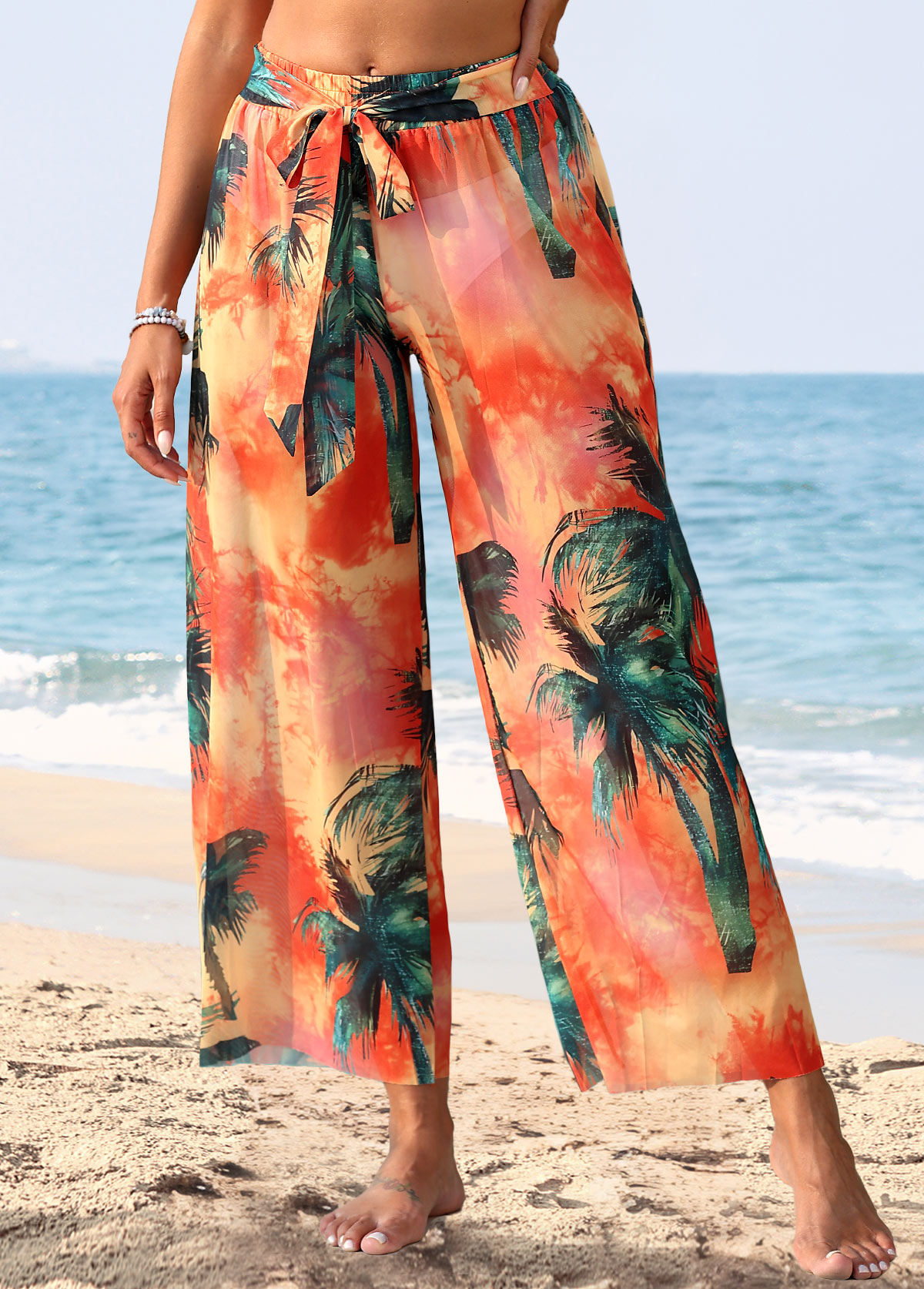 Tropical Plants Print Orange Cover Up | picture 