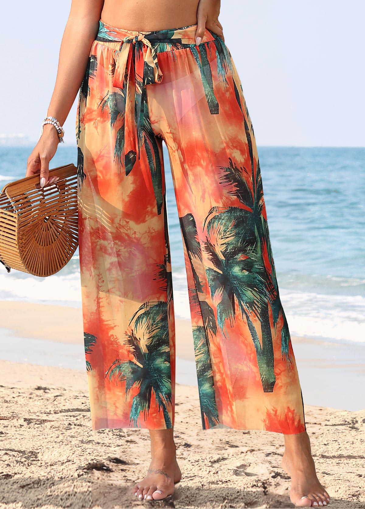 Tropical Plants Print Orange Cover Up | picture 