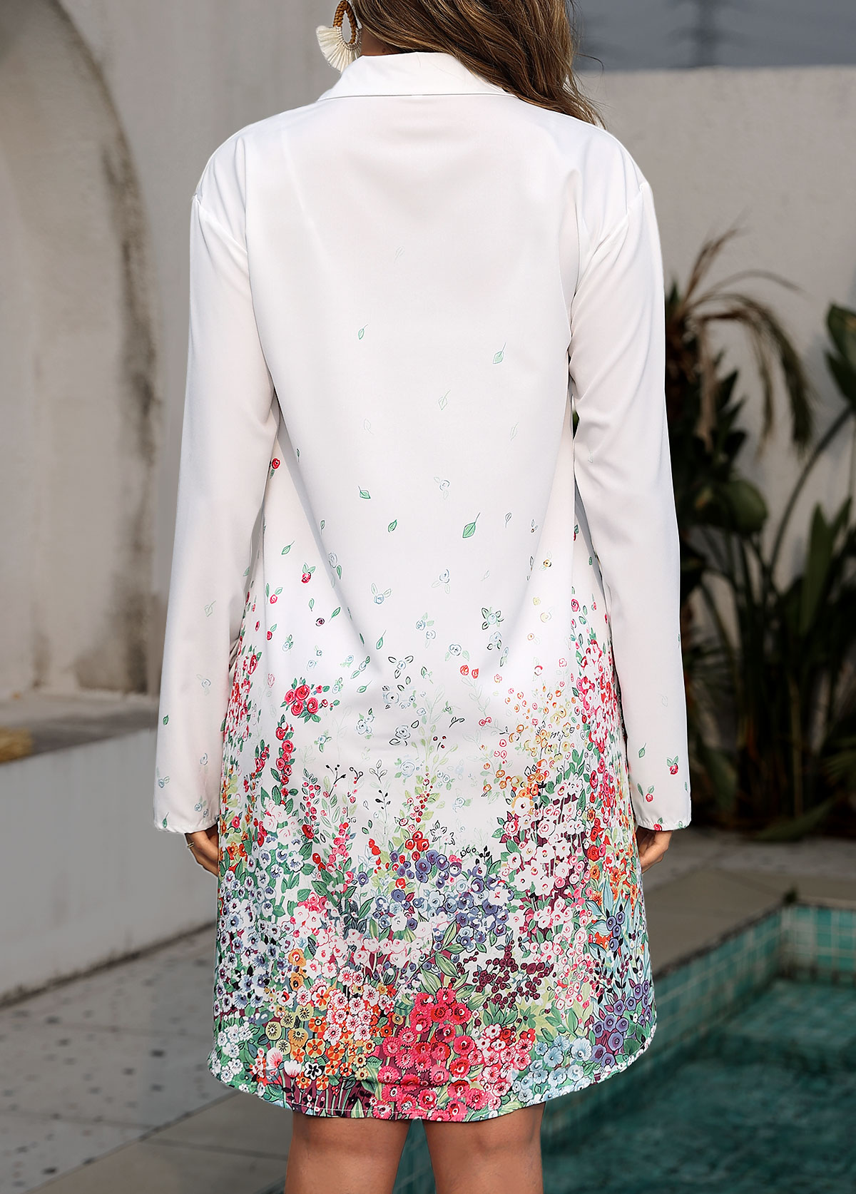 Tummy Coverage Floral Print White Cover Up | picture 