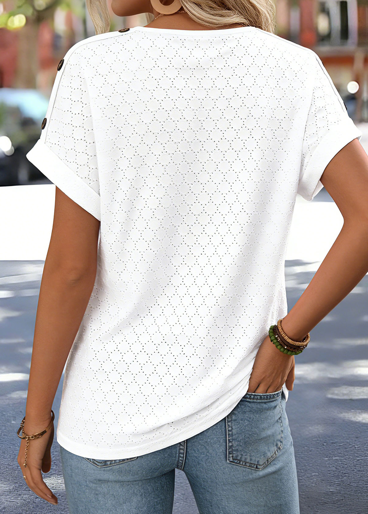 White Tummy Coverage Short Sleeve V Neck T Shirt | picture 