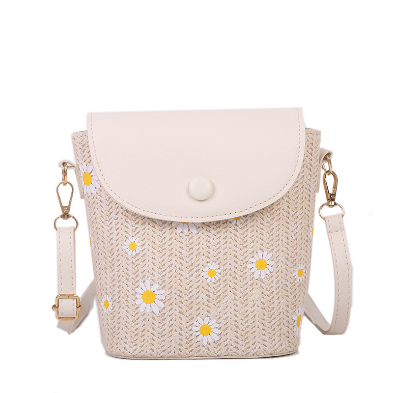 Light Camel Daisy Print Magnetic Flowers Crossbody Bag | picture 