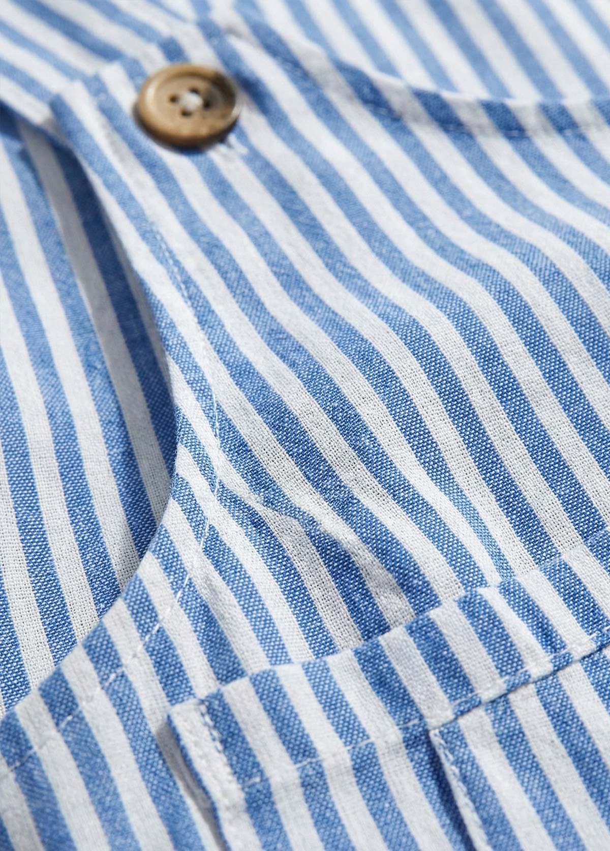 Blue Striped Short Patch Pocket Sleeveless Scoop Neck Dress | picture 