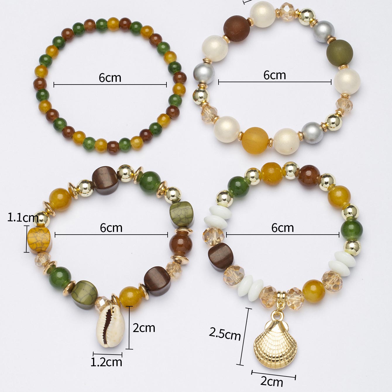 Multi Color Shell Glass Bracelet Set | picture 
