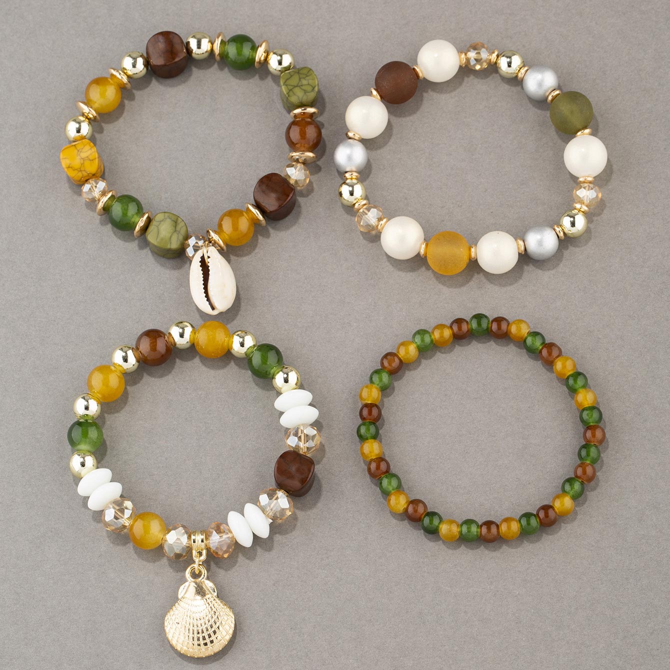 Multi Color Shell Glass Bracelet Set | picture 
