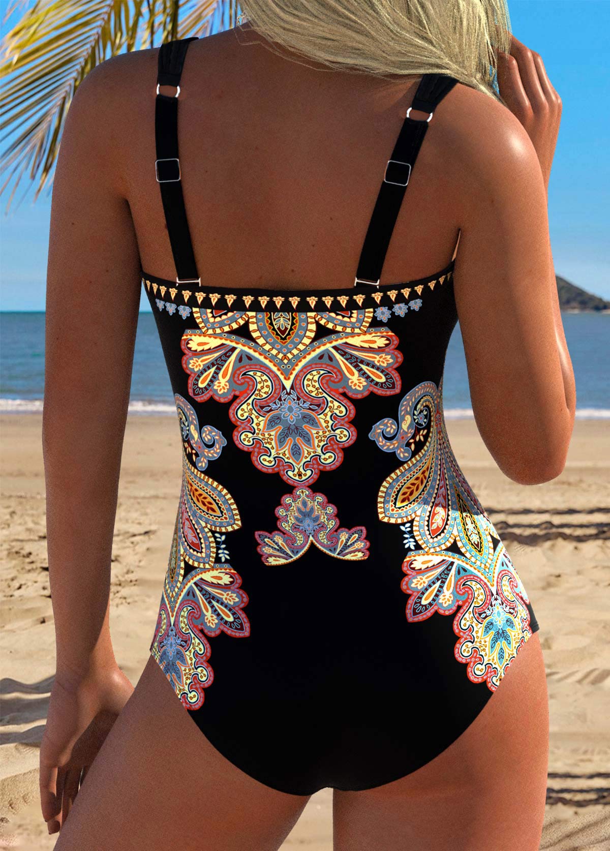 Multi Color Tummy Control Tribal Print One Piece Swimwear | picture 