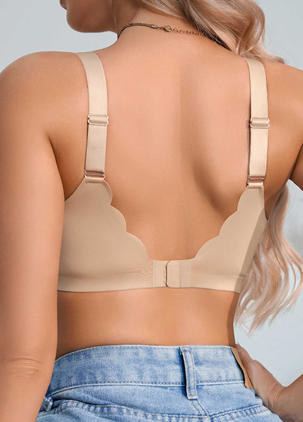 Skin Color Seamless V Neck Bra | picture 