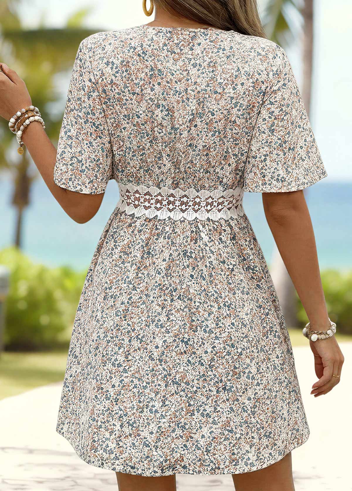 Multi Color Ditsy Floral Print Short Tummy Coverage Dress | picture 