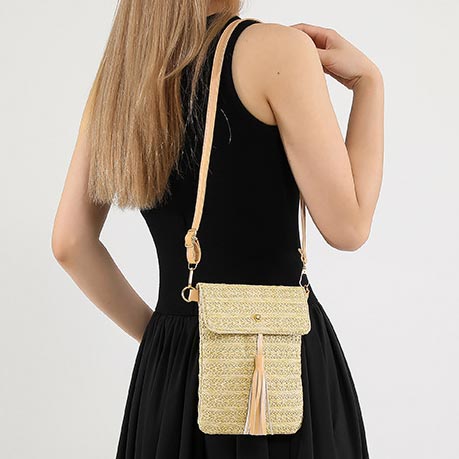 Light Camel Magnetic Tassel Crossbody Bag | picture 