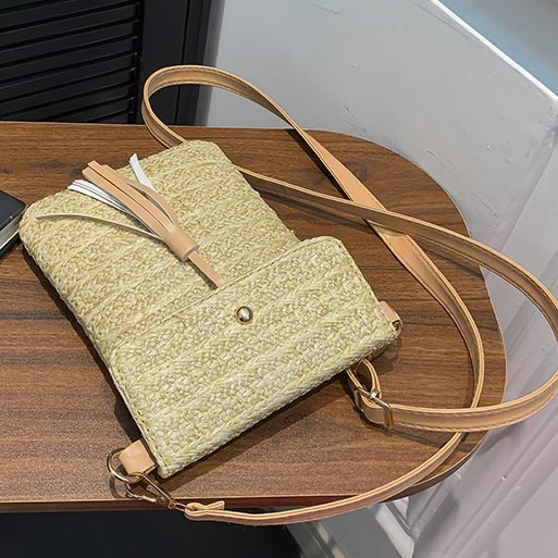 Light Camel Magnetic Tassel Crossbody Bag | picture 