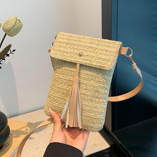 Light Camel Magnetic Tassel Crossbody Bag | picture 