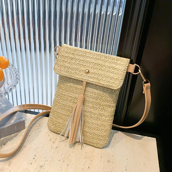 Light Camel Magnetic Tassel Crossbody Bag | picture 