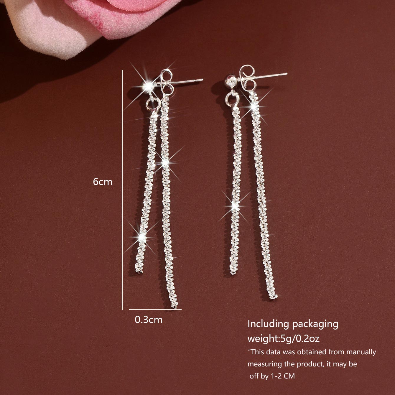 Silver Color Copper Detail Rhinestones Earrings | picture 