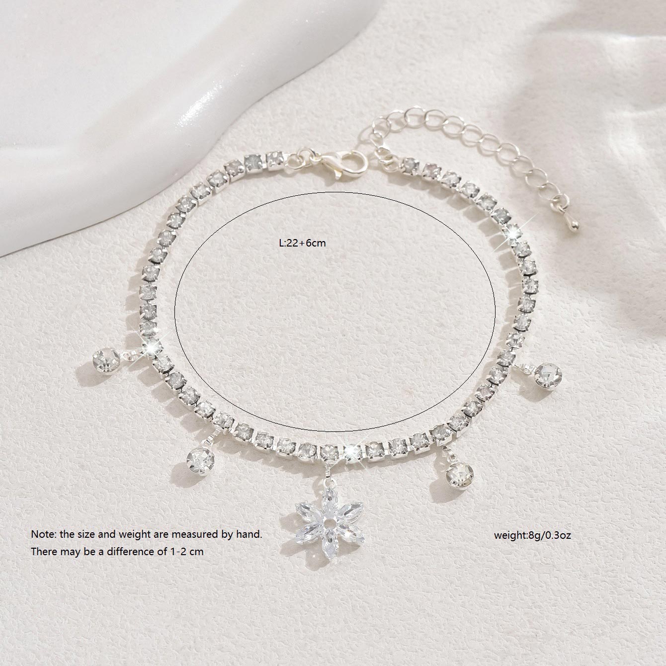 Silver Color Copper Detail Rhinestone Anklet | picture 