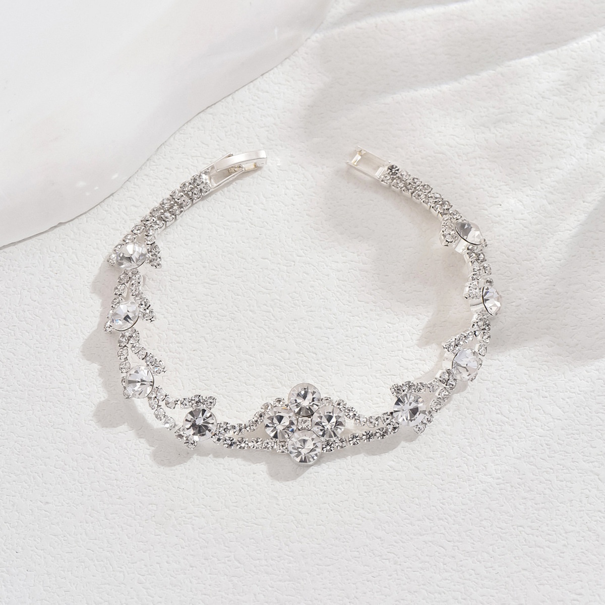 Silver Sparkling Diamond Design Copper Bracelet | picture 