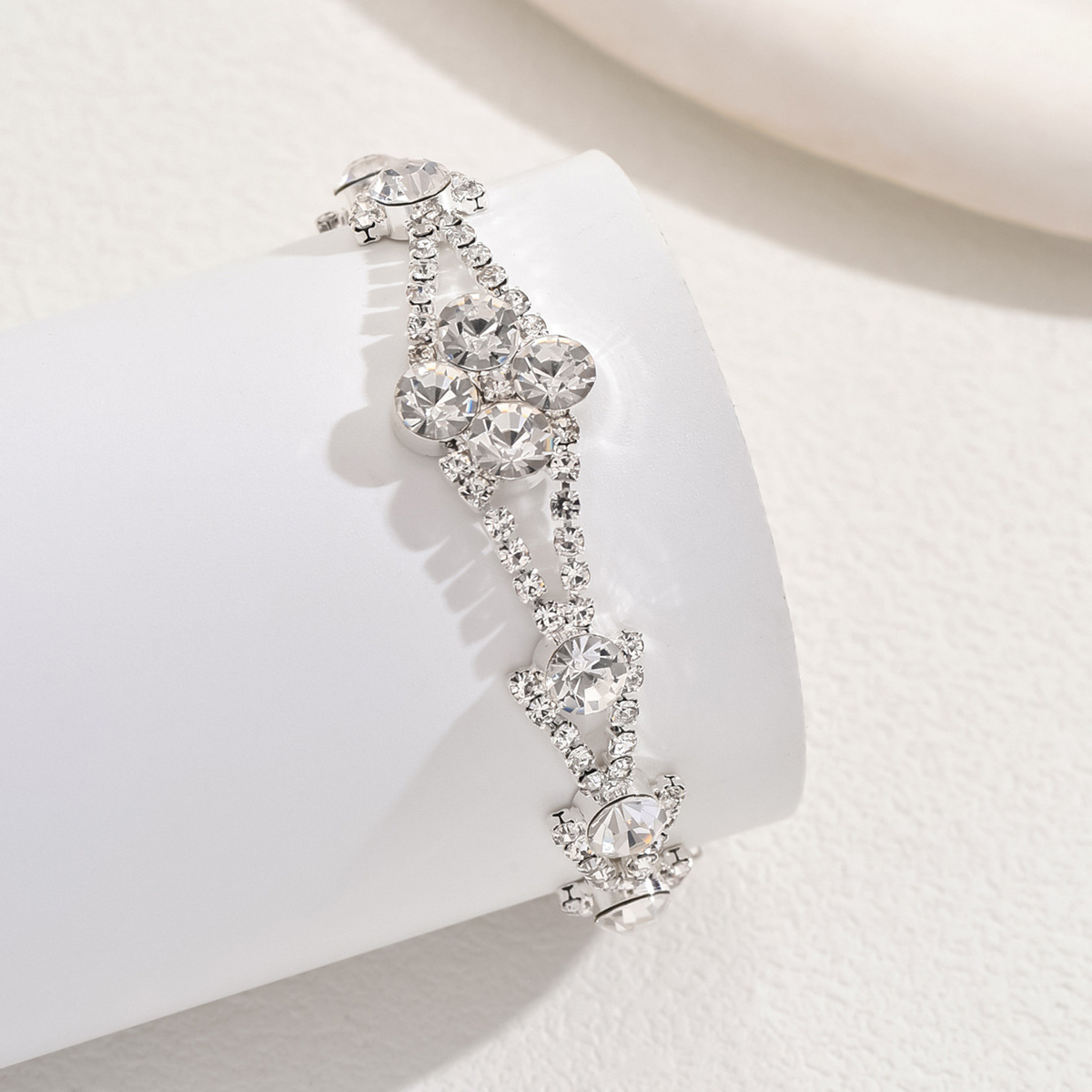 Silver Sparkling Diamond Design Copper Bracelet | picture 