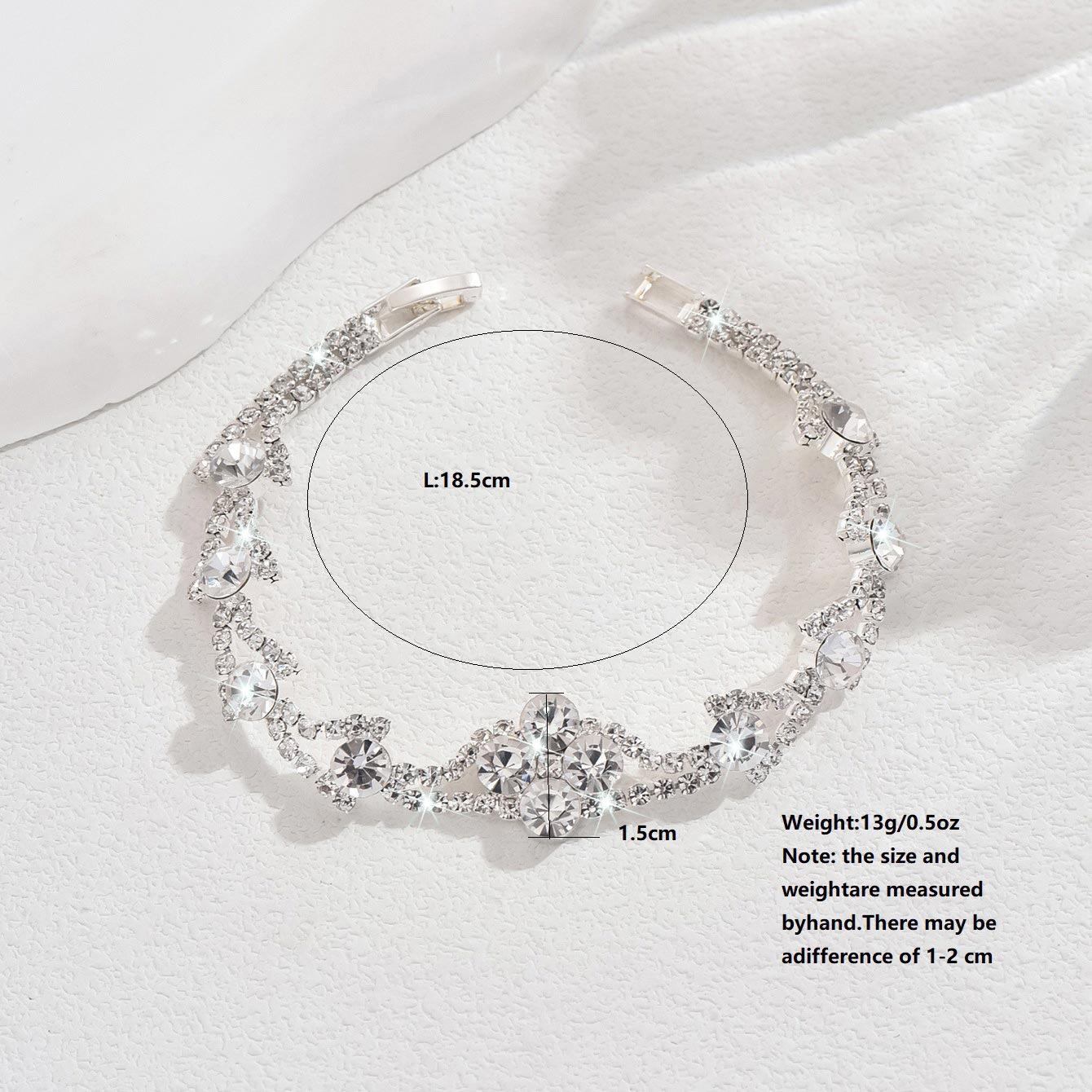 Silver Sparkling Diamond Design Copper Bracelet | picture 