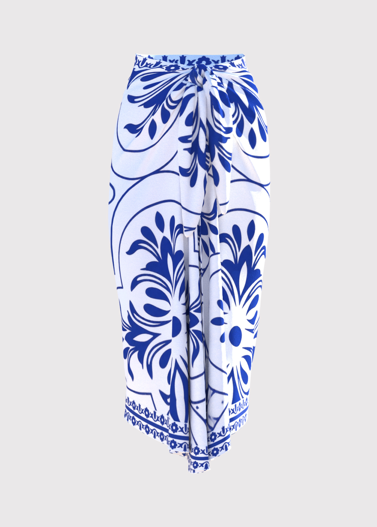 White Two-piece Floral Print One Piece Swimwear and Sarong | picture 