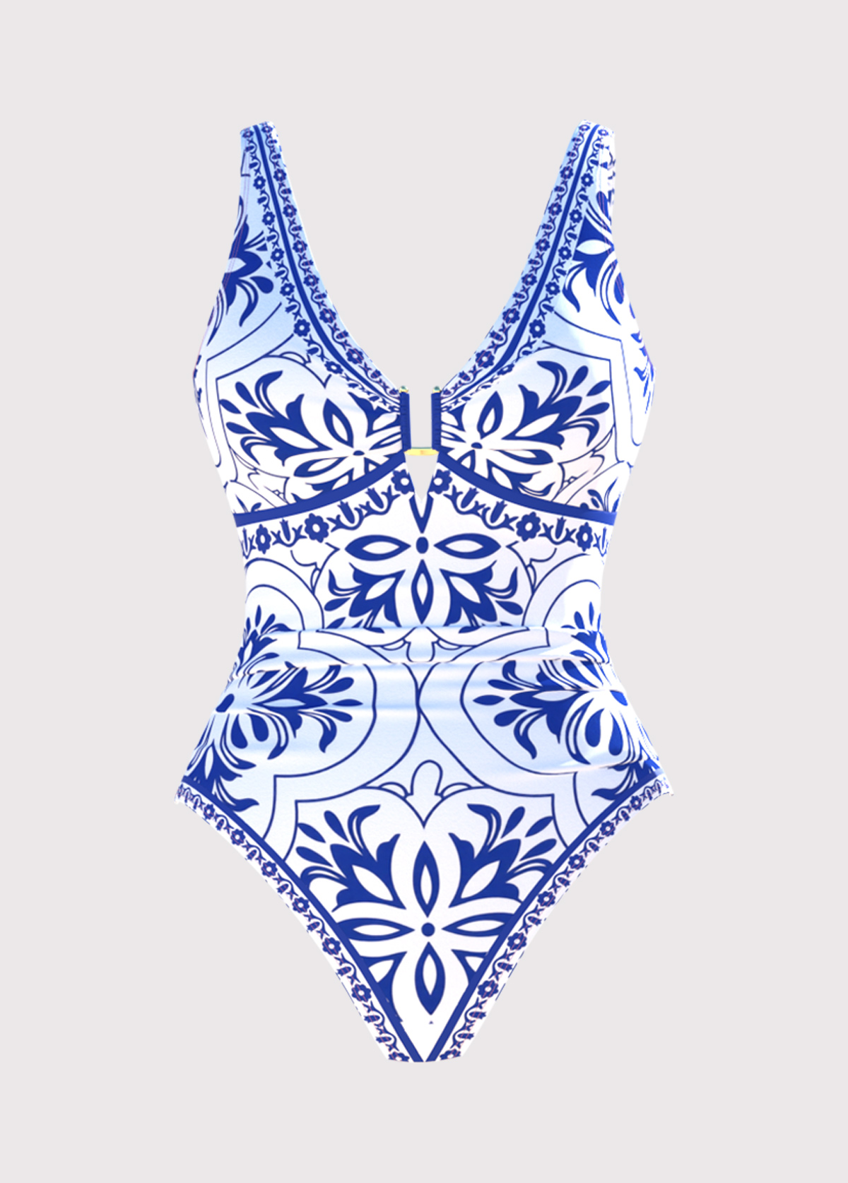 White Two-piece Floral Print One Piece Swimwear and Sarong | picture 