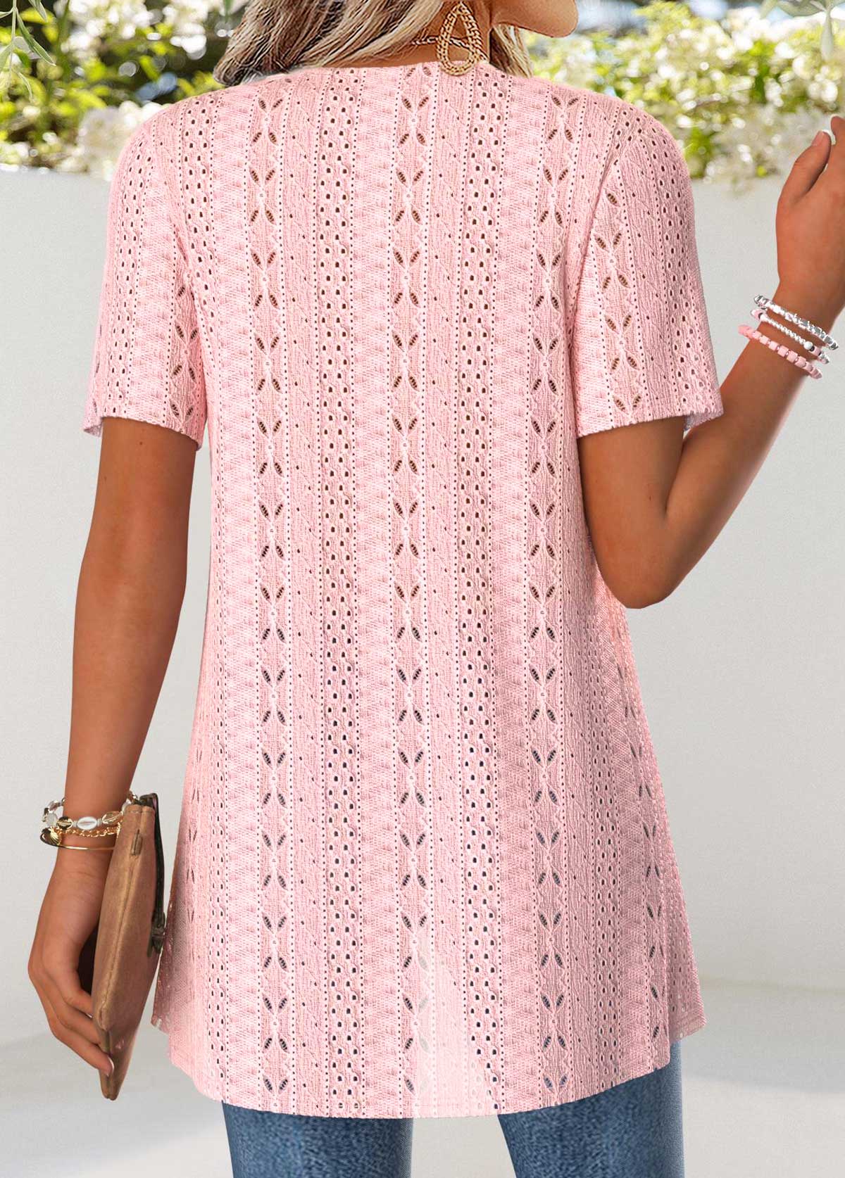 Light Pink Floral Print Fake Two Piece Twinset | picture 