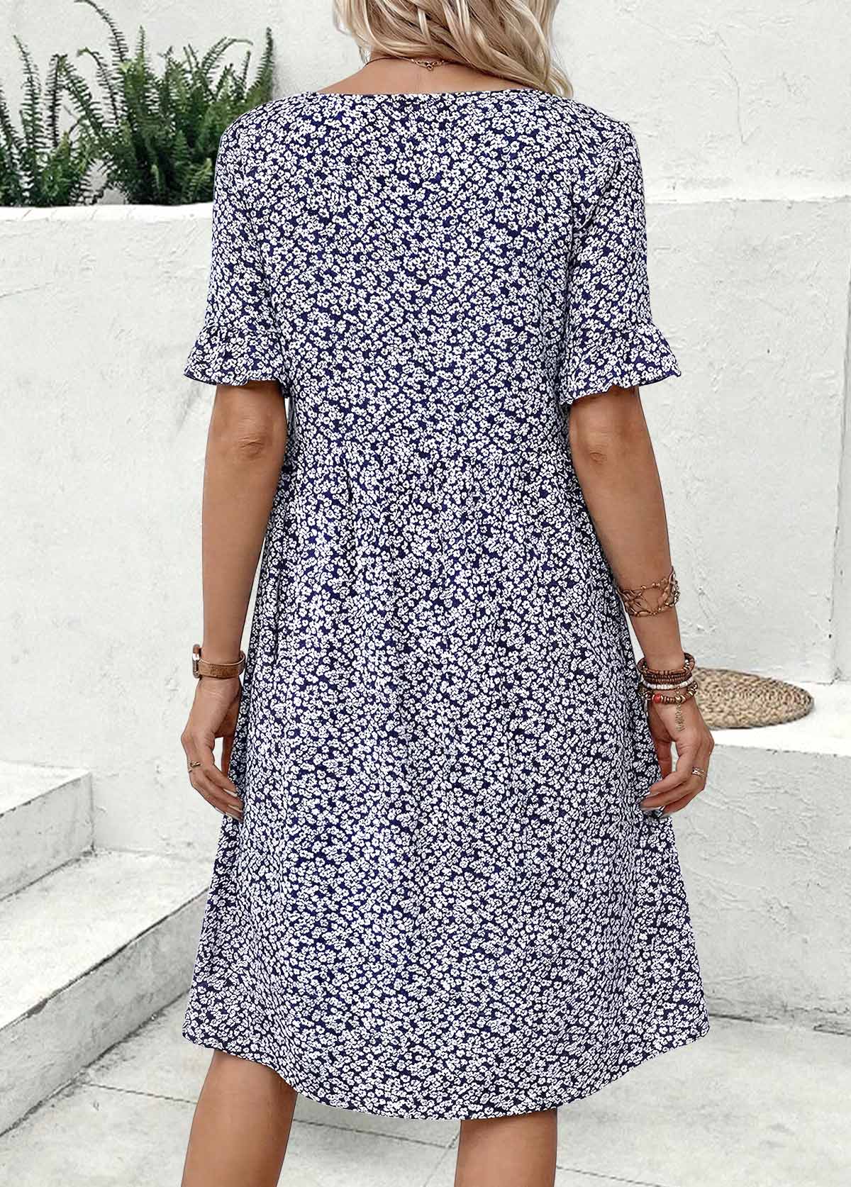 Multi Color Ditsy Floral Print Tummy Coverage Dress | picture 