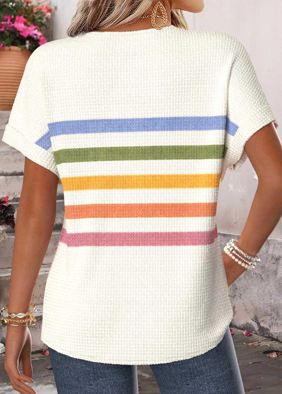 Multi Color Tummy Coverage Short Sleeve T Shirt | picture 