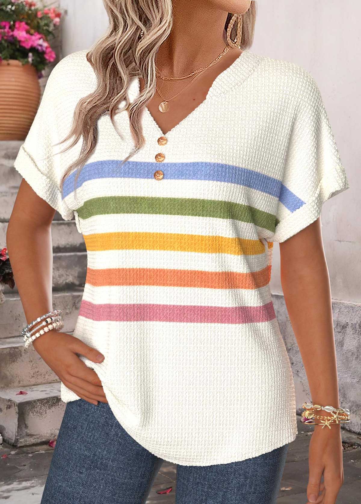 Multi Color Tummy Coverage Short Sleeve T Shirt | picture 