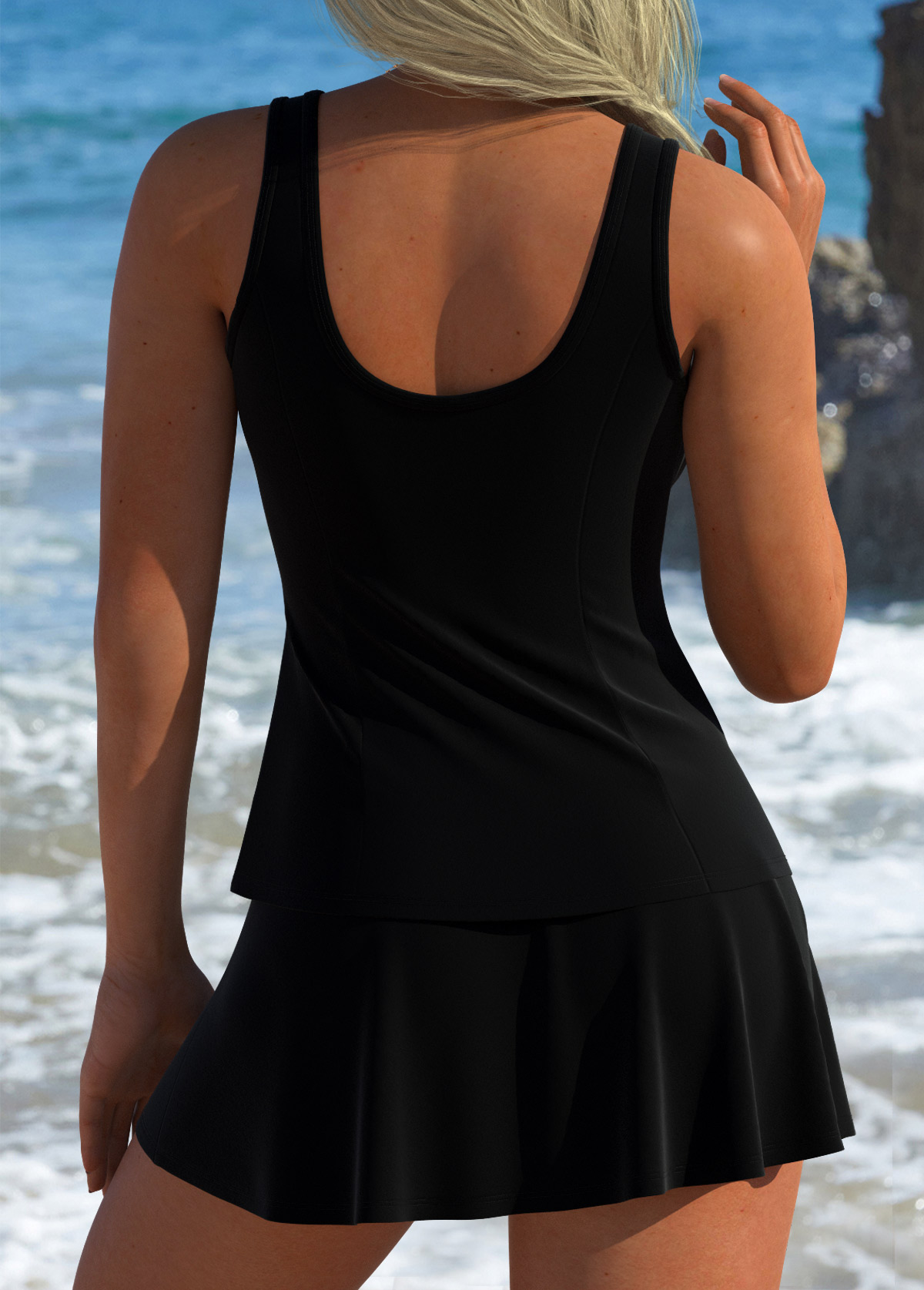 Multi Color Mid Waisted Patchwork Tankini Set | picture 