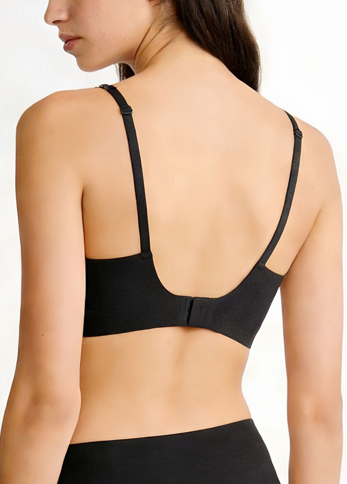 Black Seamless Soft V Neck Bra | picture 